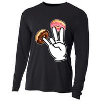 ASL Hand Sign Langauge Number 7 With Donuts Cooling Performance Long Sleeve Crew
