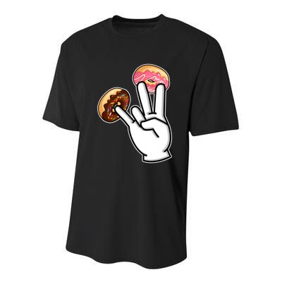 ASL Hand Sign Langauge Number 7 With Donuts Youth Performance Sprint T-Shirt