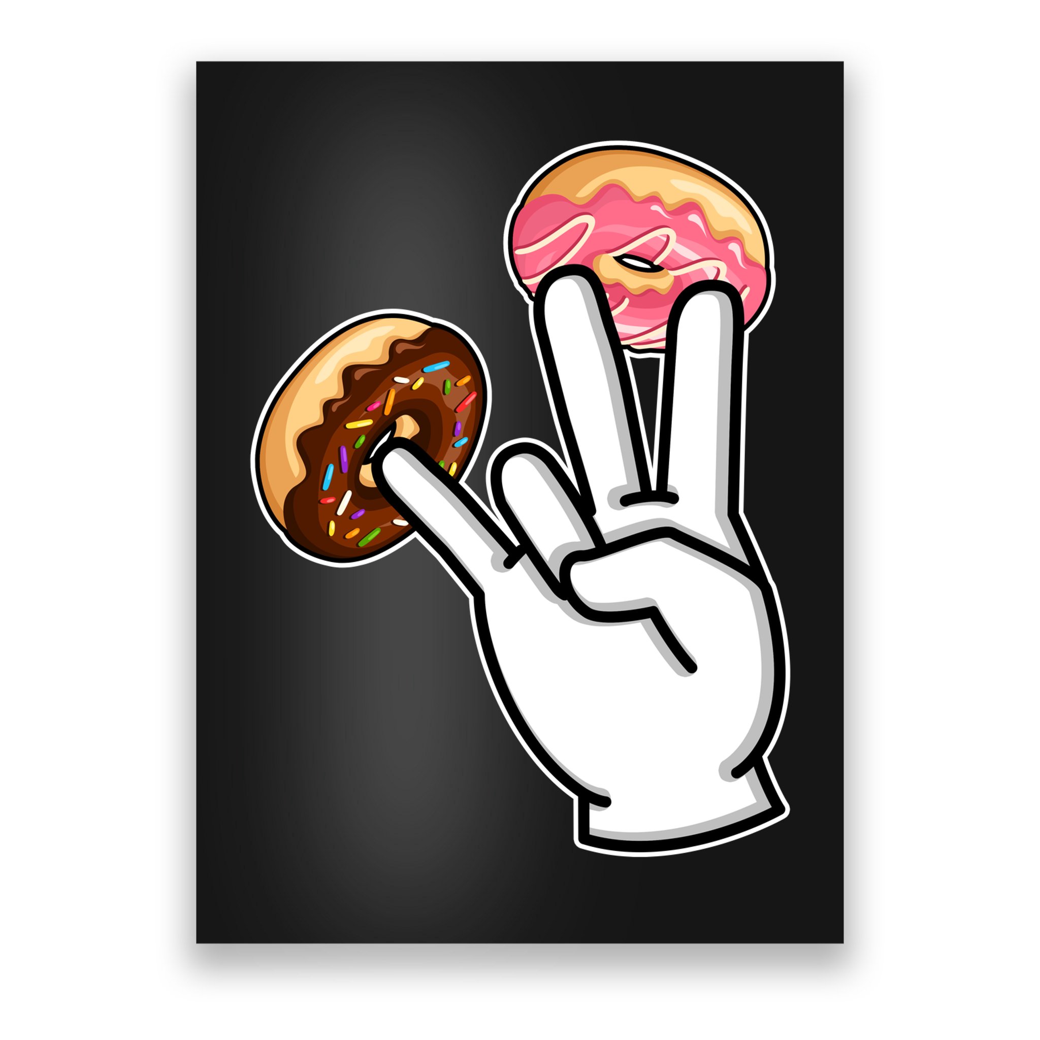 ASL Hand Sign Langauge Number 7 With Donuts Poster