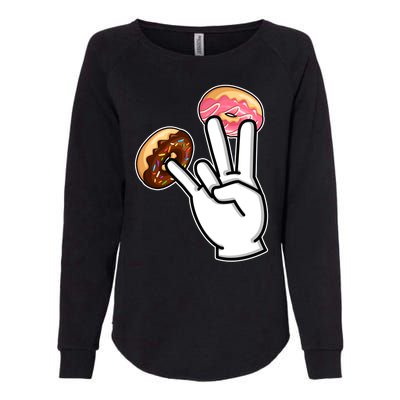 ASL Hand Sign Langauge Number 7 With Donuts Womens California Wash Sweatshirt