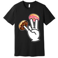 ASL Hand Sign Langauge Number 7 With Donuts Premium T-Shirt