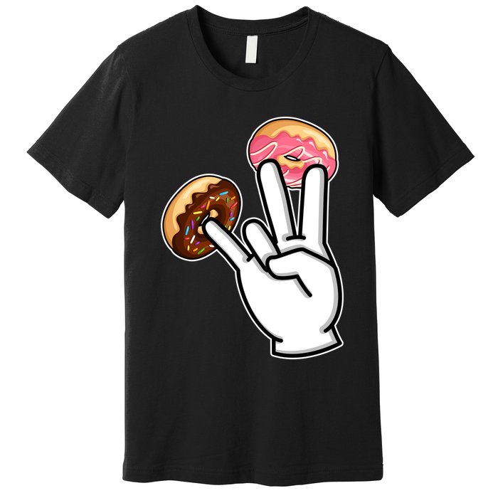 ASL Hand Sign Langauge Number 7 With Donuts Premium T-Shirt