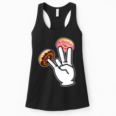 ASL Hand Sign Langauge Number 7 With Donuts Womens Tank Top
