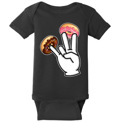 ASL Hand Sign Langauge Number 7 With Donuts Baby Bodysuit