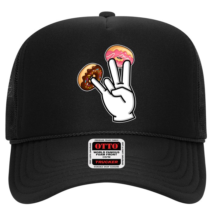 ASL Hand Sign Langauge Number 7 With Donuts Trucker Hat