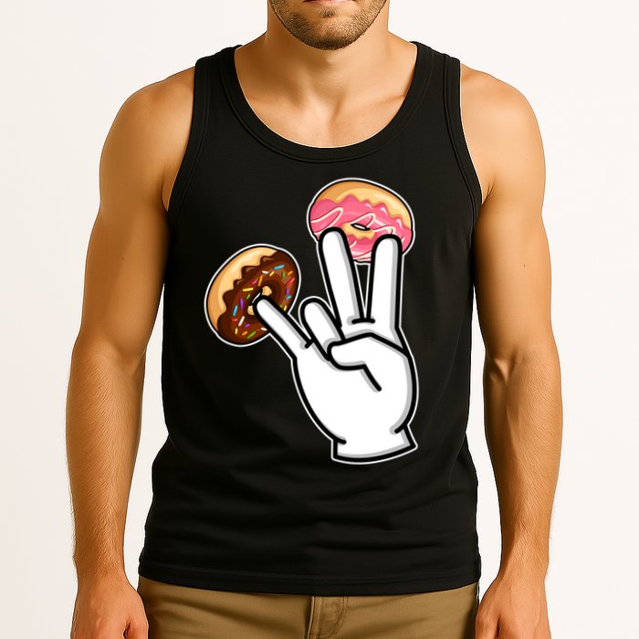 ASL Hand Sign Langauge Number 7 With Donuts Tank Top