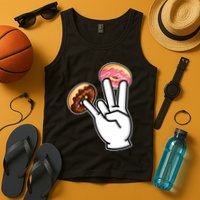 ASL Hand Sign Langauge Number 7 With Donuts Tank Top