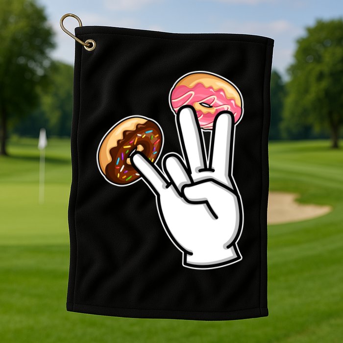 ASL Hand Sign Langauge Number 7 With Donuts Golf Towel