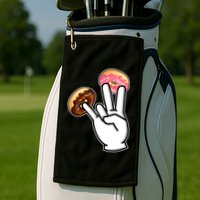 ASL Hand Sign Langauge Number 7 With Donuts Golf Towel