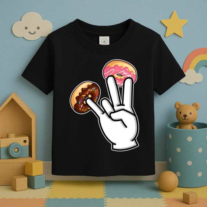 ASL Hand Sign Langauge Number 7 With Donuts Toddler T-Shirt