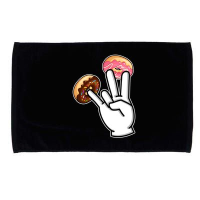 ASL Hand Sign Langauge Number 7 With Donuts Microfiber Hand Towel