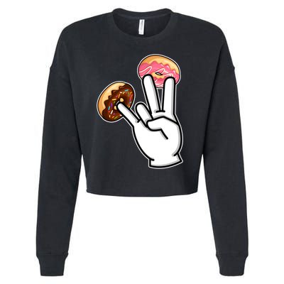 ASL Hand Sign Langauge Number 7 With Donuts Cropped Pullover Crew