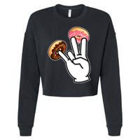 ASL Hand Sign Langauge Number 7 With Donuts Cropped Pullover Crew
