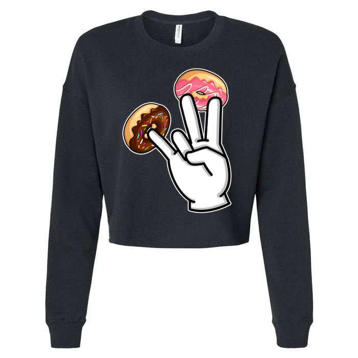 ASL Hand Sign Langauge Number 7 With Donuts Cropped Pullover Crew