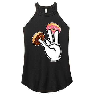 ASL Hand Sign Langauge Number 7 With Donuts Women's Perfect Tri Rocker Tank