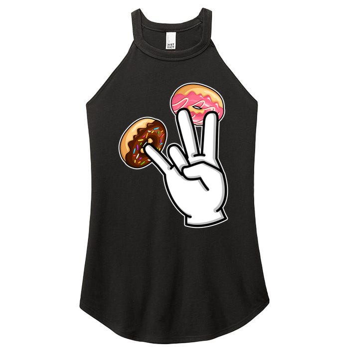 ASL Hand Sign Langauge Number 7 With Donuts Women's Perfect Tri Rocker Tank