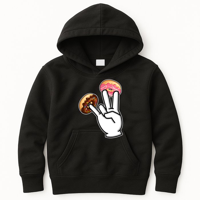 ASL Hand Sign Langauge Number 7 With Donuts Kids Hoodie