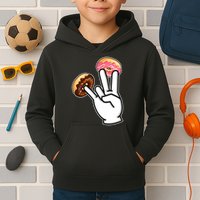 ASL Hand Sign Langauge Number 7 With Donuts Kids Hoodie