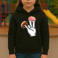 ASL Hand Sign Langauge Number 7 With Donuts Kids Hoodie