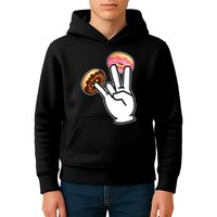 ASL Hand Sign Langauge Number 7 With Donuts Kids Hoodie