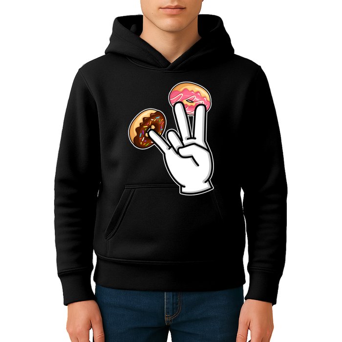 ASL Hand Sign Langauge Number 7 With Donuts Kids Hoodie