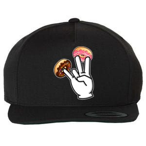 ASL Hand Sign Langauge Number 7 With Donuts Wool Snapback Cap