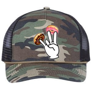 ASL Hand Sign Langauge Number 7 With Donuts Retro Rope Trucker Hat Cap