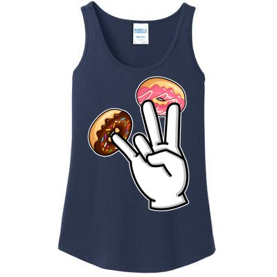 ASL Hand Sign Langauge Number 7 With Donuts Ladies Essential Tank