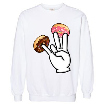 ASL Hand Sign Langauge Number 7 With Donuts Garment-Dyed Sweatshirt