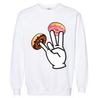 ASL Hand Sign Langauge Number 7 With Donuts Garment-Dyed Sweatshirt