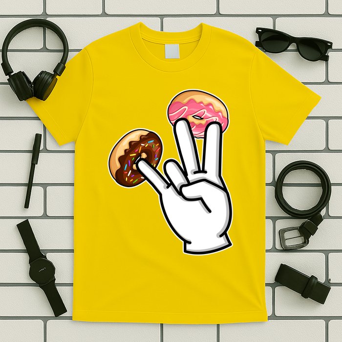 ASL Hand Sign Langauge Number 7 With Donuts T-Shirt
