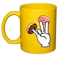 ASL Hand Sign Langauge Number 7 With Donuts 11oz C Handle Ceramic Mug