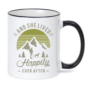 And She Lived Happily Ever After Hiking With Dog Hiking Cool Gift 11oz Black Color Changing Mug