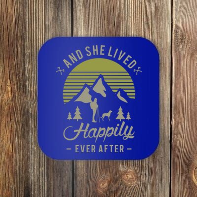 And She Lived Happily Ever After Hiking With Dog Hiking Cool Gift Coaster