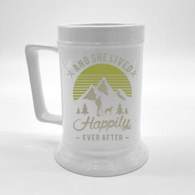 And She Lived Happily Ever After Hiking With Dog Hiking Cool Gift Beer Stein