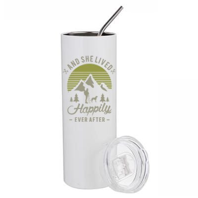 And She Lived Happily Ever After Hiking With Dog Hiking Cool Gift Stainless Steel Tumbler