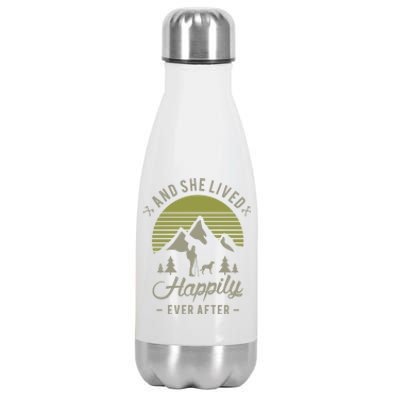 And She Lived Happily Ever After Hiking With Dog Hiking Cool Gift Stainless Steel Insulated Water Bottle