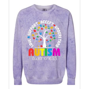 Autism Shirt Love Accept Support Autistic Autism Awareness Colorblast Crewneck Sweatshirt