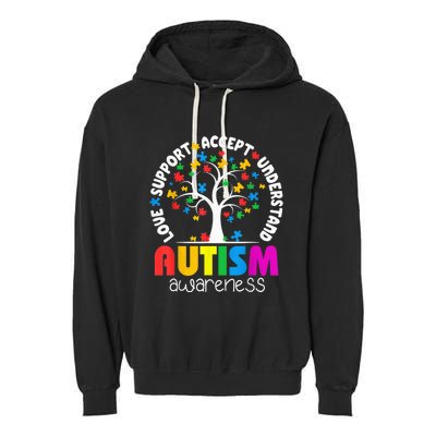 Autism Shirt Love Accept Support Autistic Autism Awareness Garment-Dyed Fleece Hoodie