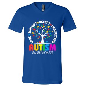 Autism Shirt Love Accept Support Autistic Autism Awareness V-Neck T-Shirt