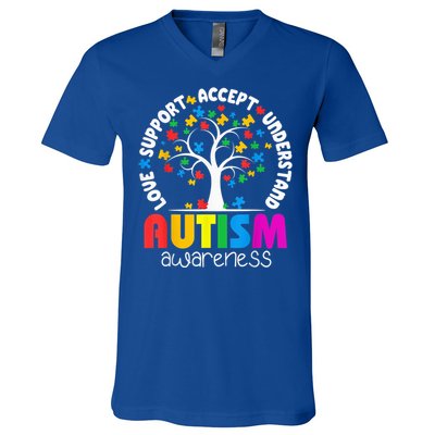 Autism Shirt Love Accept Support Autistic Autism Awareness V-Neck T-Shirt