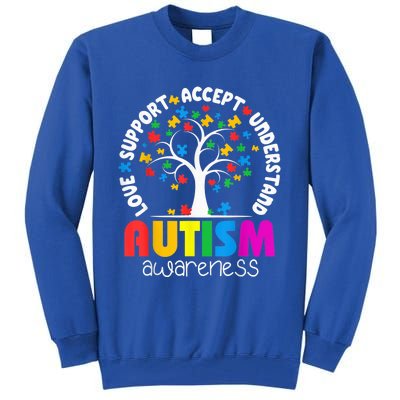 Autism Shirt Love Accept Support Autistic Autism Awareness Tall Sweatshirt