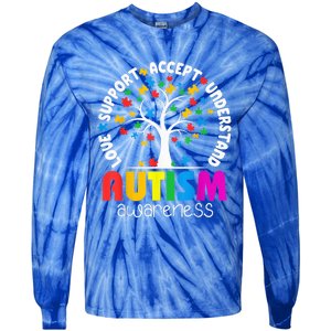 Autism Shirt Love Accept Support Autistic Autism Awareness Tie-Dye Long Sleeve Shirt