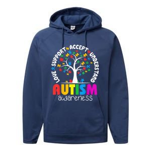 Autism Shirt Love Accept Support Autistic Autism Awareness Performance Fleece Hoodie