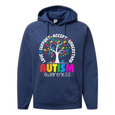 Autism Shirt Love Accept Support Autistic Autism Awareness Performance Fleece Hoodie