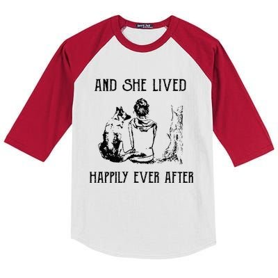 And She Lived Happily Ever After Funny Dogs Kids Colorblock Raglan Jersey