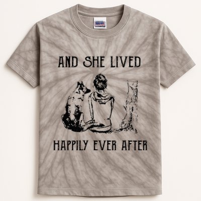 And She Lived Happily Ever After Funny Dogs Kids Tie-Dye T-Shirt