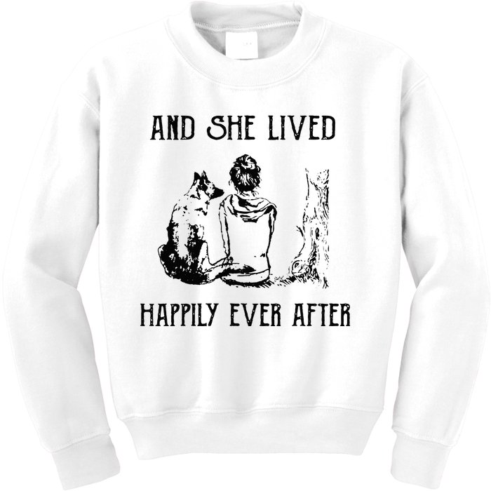 And She Lived Happily Ever After Funny Dogs Kids Sweatshirt