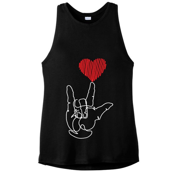 American Sign Language ASL Love Ladies PosiCharge Tri-Blend Wicking Tank