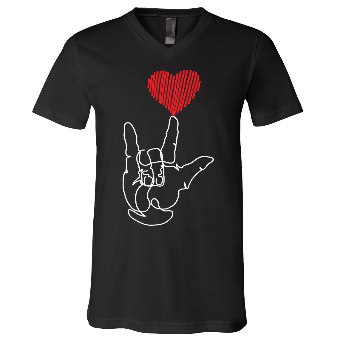 American Sign Language ASL Love V-Neck T-Shirt